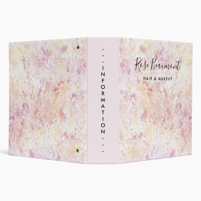 Modern Pink Yellow Watercolor Script 3 Ring Binder (Background)