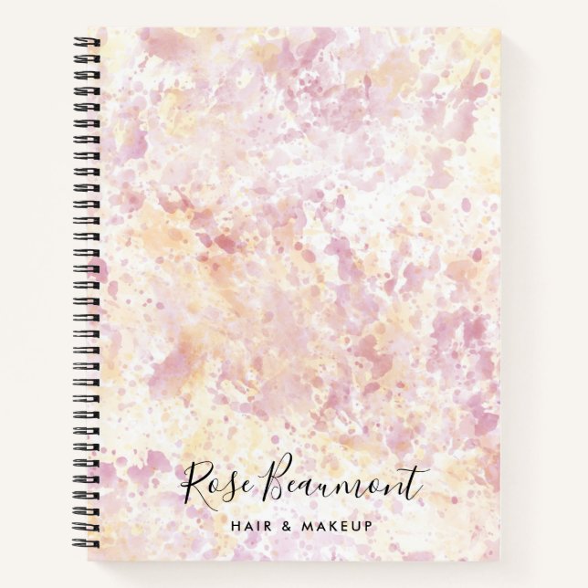 Modern Pink Yellow Watercolor Script  Notebook (Front)