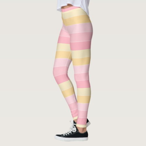 Modern Pink Yellow White Colors Trendy Template Leggings
