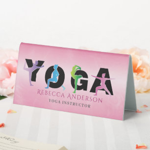 Modern Pink Yoga Instructor Style Table Tent