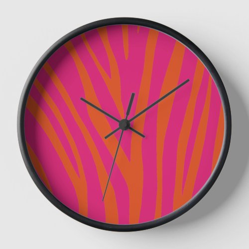 Modern pink zebra skin colorful unique  clock