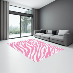 Modern Pink Zebra Stripe Printed Area Rug