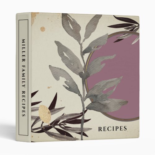 Modern Pink Zen Watercolor  Your Family Recipes 3 Ring Binder