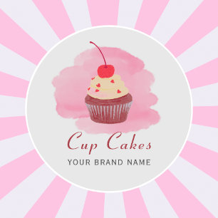 Modern Pinkcupcake business  Classic Round Sticker