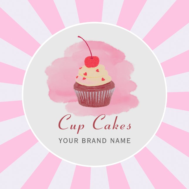 Modern Pinkcupcake business  Classic Round Sticker (Creator Uploaded)