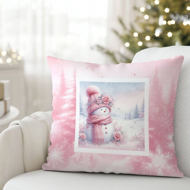 Modern Pinkmas Cozy Winter Forest Kids Room Pillow (Modern Pinkmas Cozy Winter Forest Kids Room Pillow)