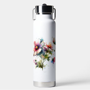 Modern  Pinks and Blues Floral Water Bottle