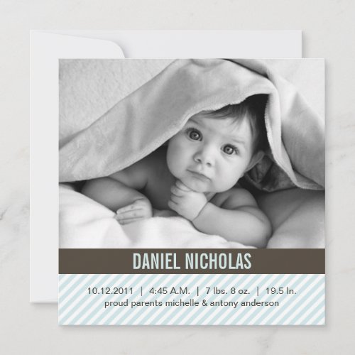 Modern Pinstripes Baby Birth Announcements