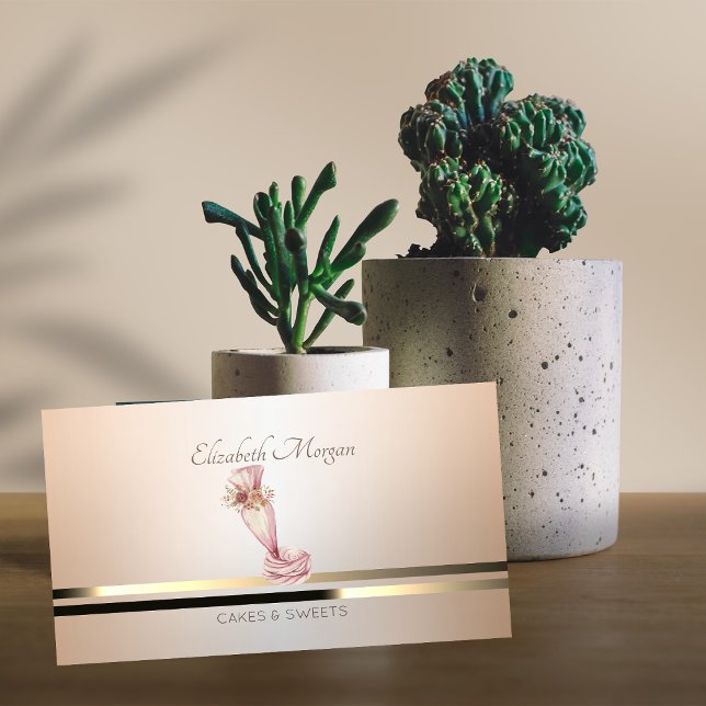 Modern Piping Bag Flowers Bakery Luminouse   Business Card (Creator Uploaded)