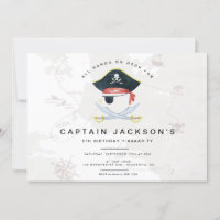 Modern Pirate Birthday Party Kids Invitation