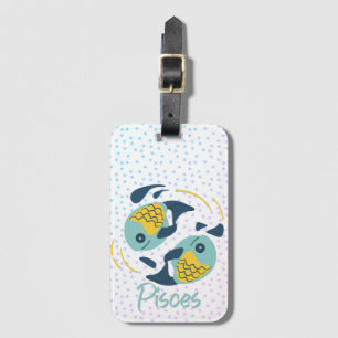Modern Pisces Fish Zodiac Luggage Tag