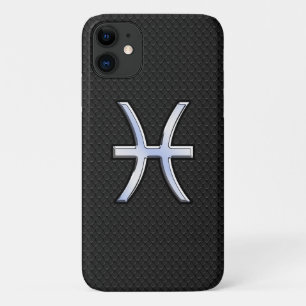 Modern Pisces Zodiac Black Snake Skin style iPhone 11 Case