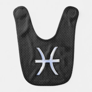 Modern Pisces Zodiac Sign Black Snake Skin style Bib
