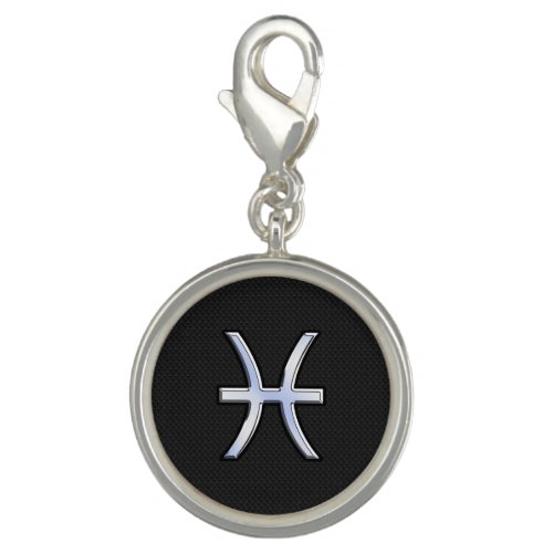 Modern Pisces Zodiac Sign Black Snake Skin style Charm