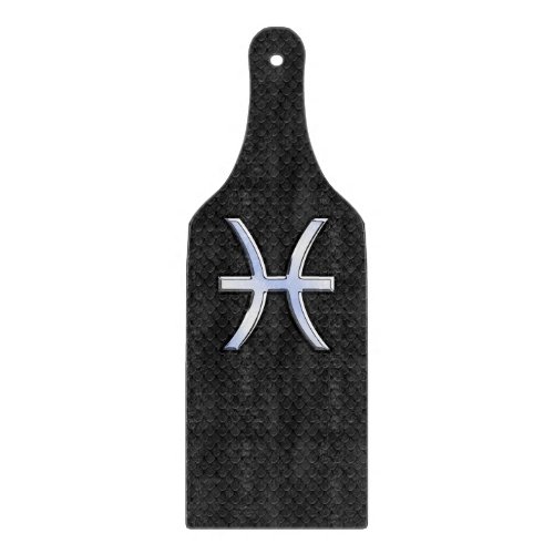 Modern Pisces Zodiac Sign Black Snake Skin style Cutting Board