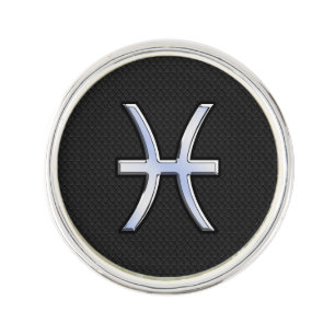 Modern Pisces Zodiac Sign Black Snake Skin style Pin