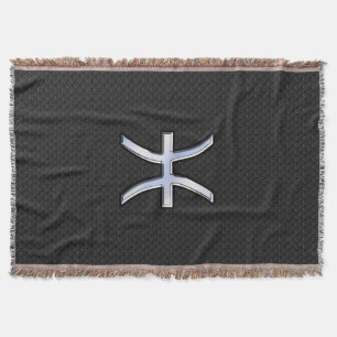 Modern Pisces Zodiac Sign Black Snake Skin style Throw Blanket