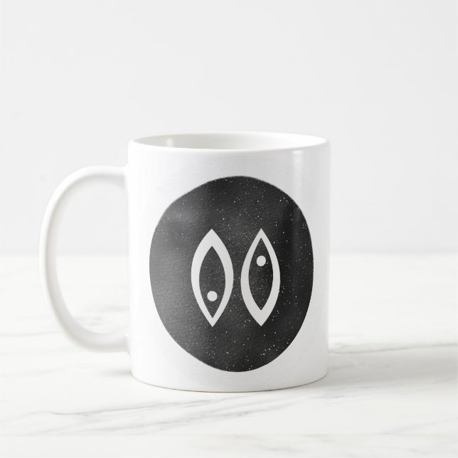 Modern Pisces Zodiac Sign Black White Minimal Coffee Mug (Left)
