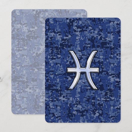 Modern Pisces Zodiac Sign Navy Blue Digital Camo (Front/Back)