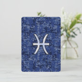 Modern Pisces Zodiac Sign Navy Blue Digital Camo (Standing Front)