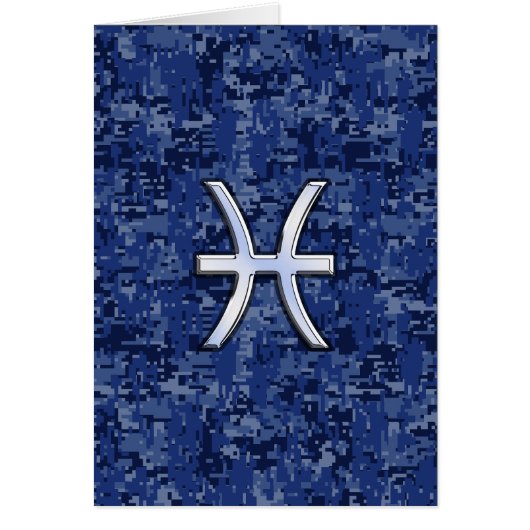 Modern Pisces Zodiac Sign Navy Blue Digital Camo (Front)