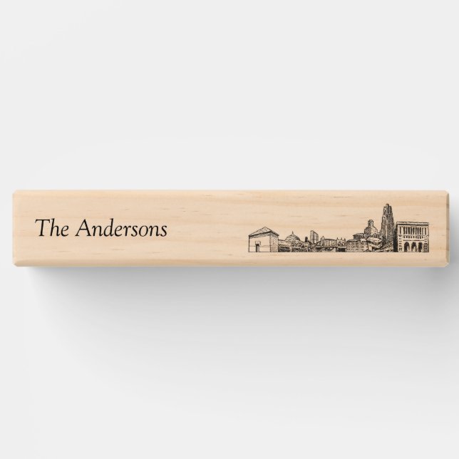 Modern Pittsburgh Wedding Guestbook Lawn Game Topple Tower (Front)