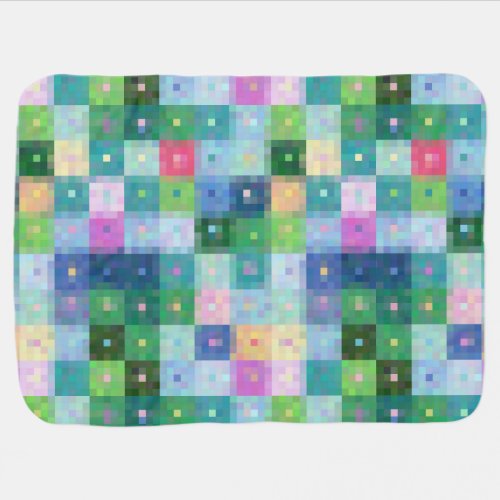 Modern pixel block colorful quilt patches swaddle blanket