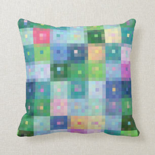 Modern pixel block colorful quilt patches throw pillow