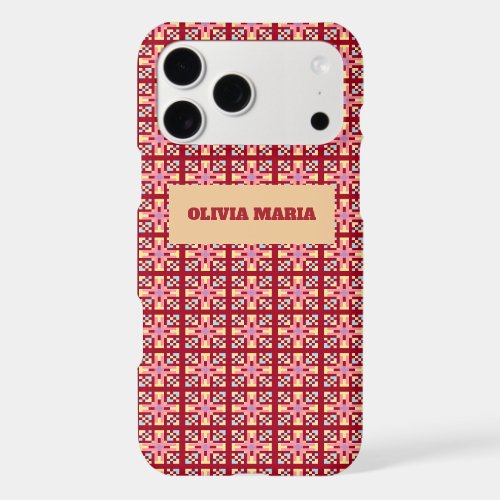 Modern Pixel Geometry Abstract Cross Art Pattern iPhone 17 Pro Max Case