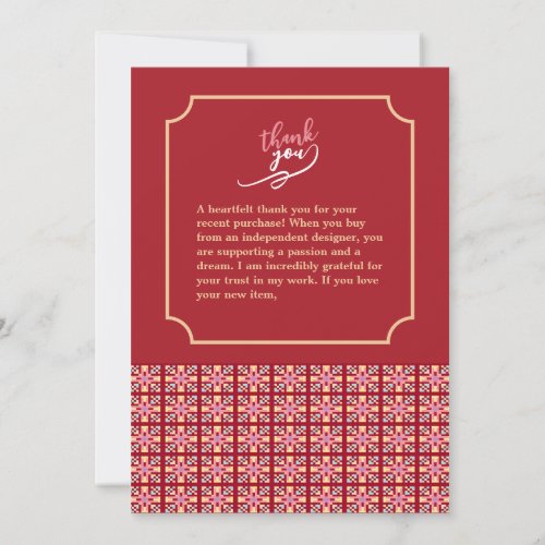 Modern Pixel Geometry Abstract Cross Art Pattern Thank You Card