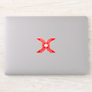 Modern Pixel Letter X with Medical Cross  Sticker