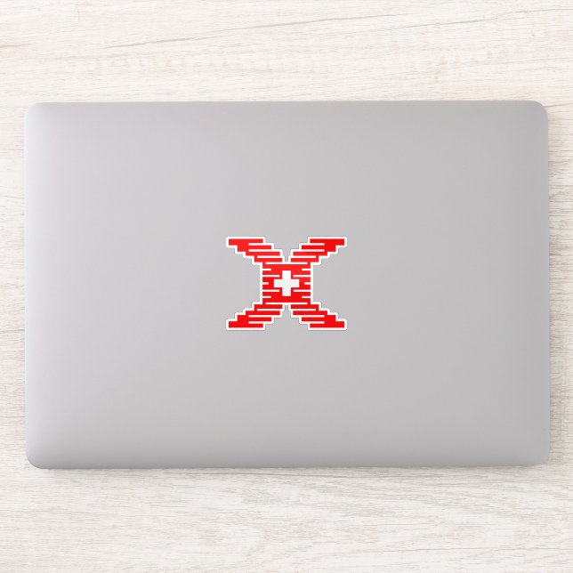 Modern Pixel Letter X with Medical Cross  Sticker (Computer)