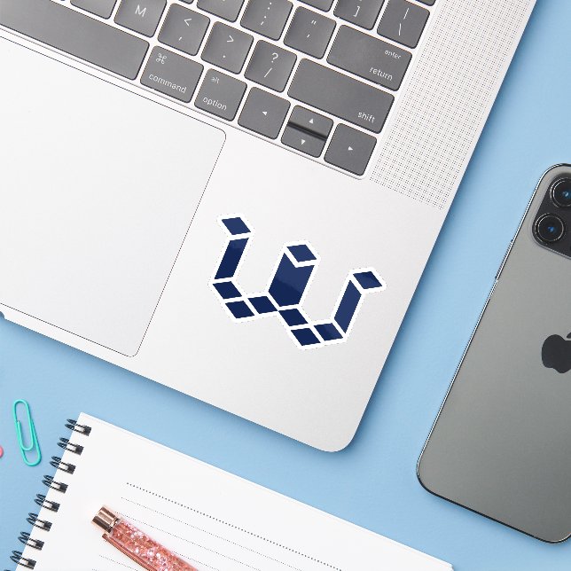 Modern Pixel W Letter Monogram Sticker (Laptop w/ iPhone)