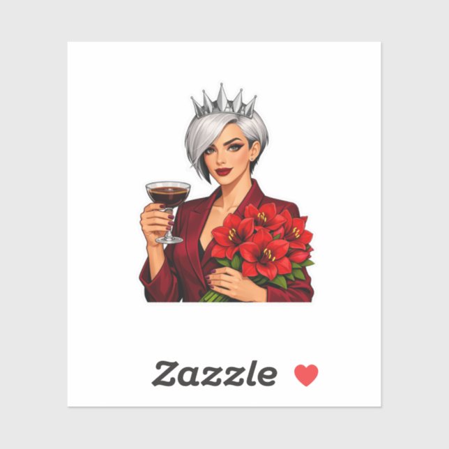 Modern Pixie Queen Red Wine & Amaryllis Sticker (Sheet)