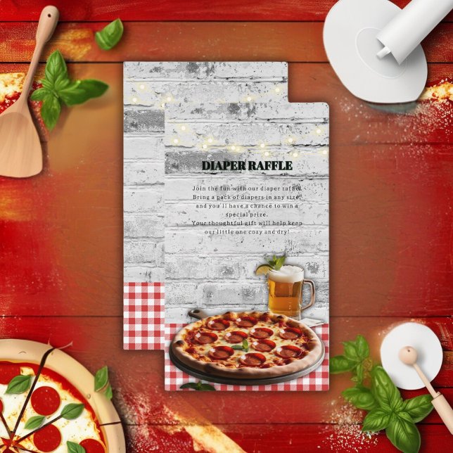 Modern Pizza +Beer Bricks Baby Shower Enclosure Card (Creator Uploaded)