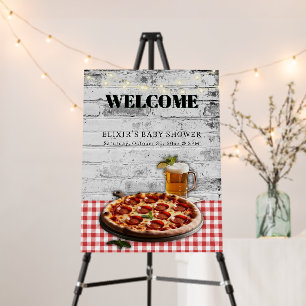 Modern Pizza +Beer Bricks Baby Shower Foam Board