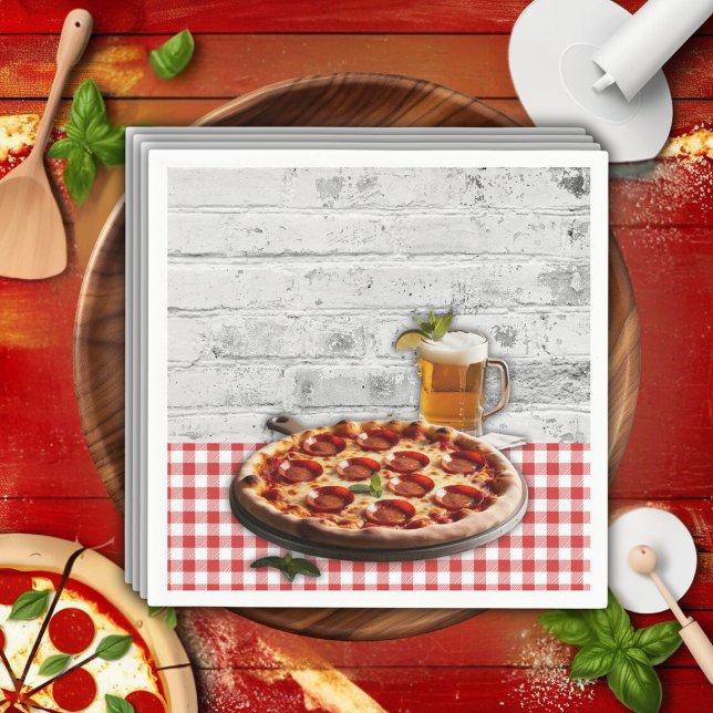 Modern Pizza +Beer Bricks Baby Shower Napkins (Creator Uploaded)