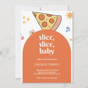 Modern Pizza Birthday Invitation