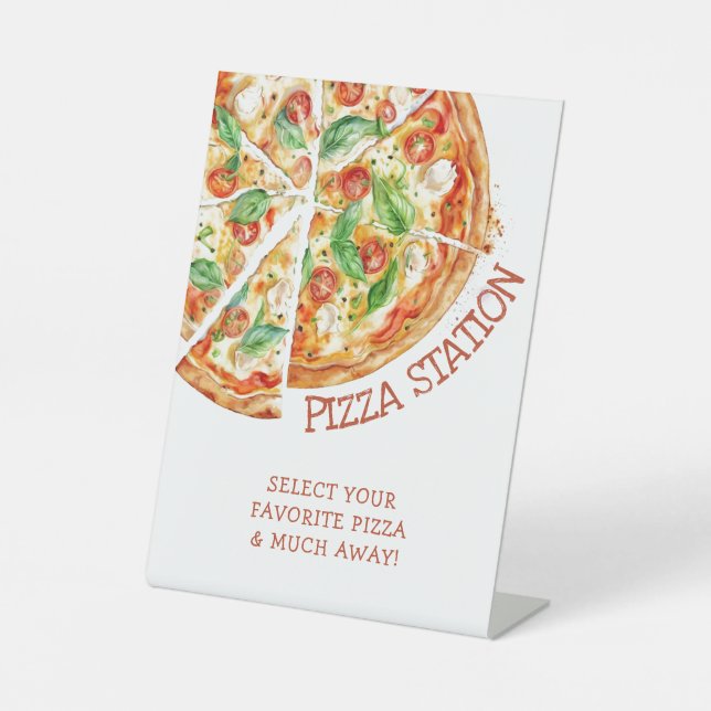 Modern Pizza Birthday Party Custom Sign (Front)