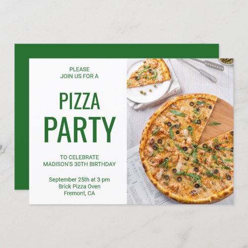 Modern Pizza Birthday Party Invitation