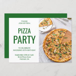 Modern Pizza Birthday Party Invitation