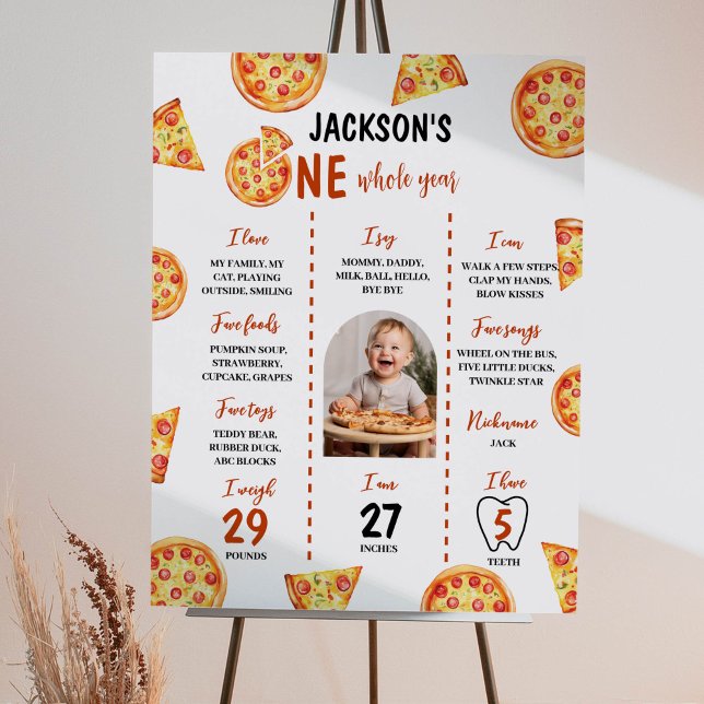 Modern Pizza Birthday Photo Milestone Poster (Creator Uploaded)