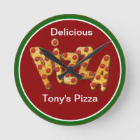 Modern Pizza Custom Business Wall Clock