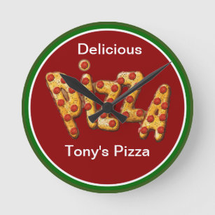 Modern Pizza Custom Business Wall Clock