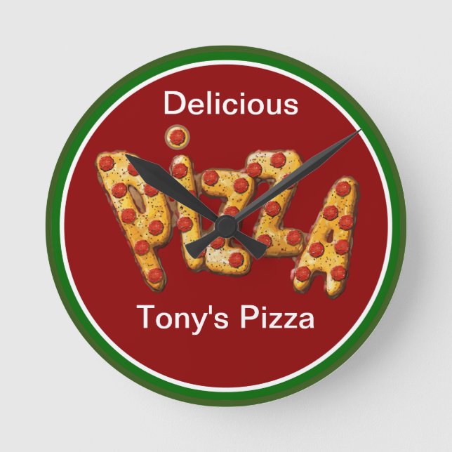 Modern Pizza Custom Business Wall Clock (Front)