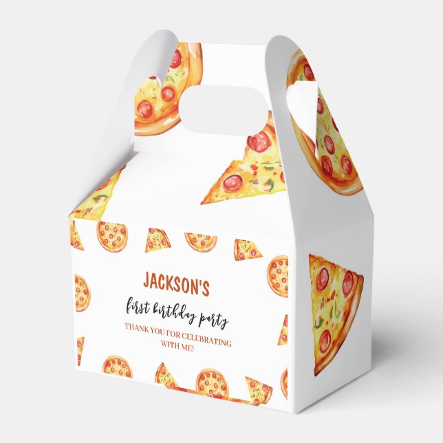 Modern Pizza Favor Box Birthday Party (Front Side)