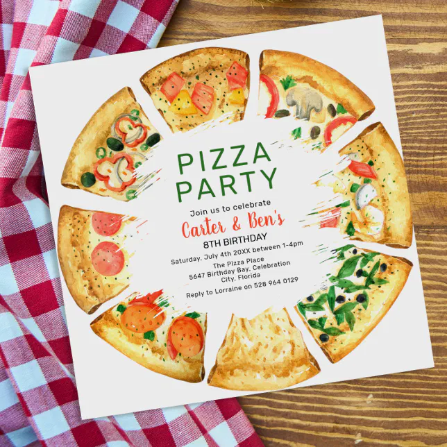 Modern Pizza Joint Birthday Party Invitation | Zazzle