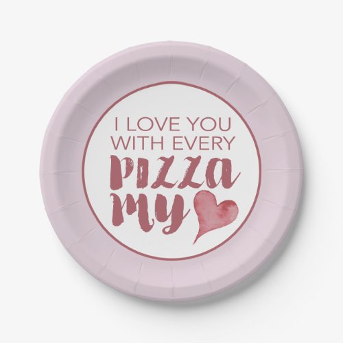 Modern Pizza My Heart Valentines Party Paper Plates