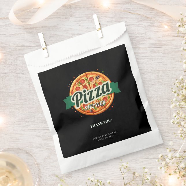 Modern Pizza Party Baby Shower Favor Bag (Clipped)