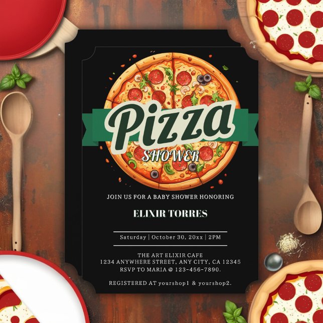 Modern Pizza Party Baby Shower Invitation (Creator Uploaded)